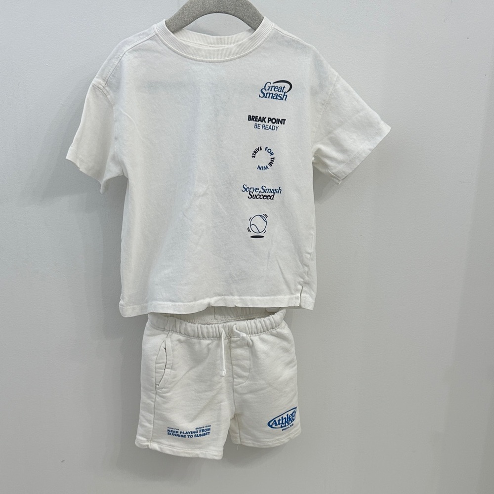 Zara Kids White and Blue Matching Set